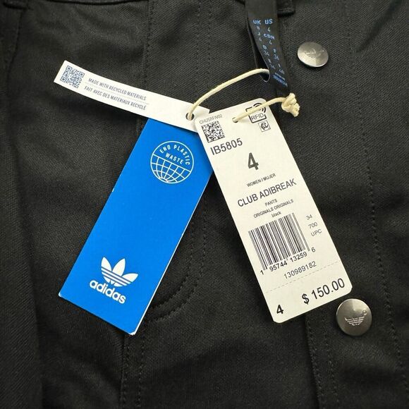 NWT Adidas Women’s Club Adibreak Black Snap Leg Track Pants Activewear Size 4 - Picture 8 of 14
